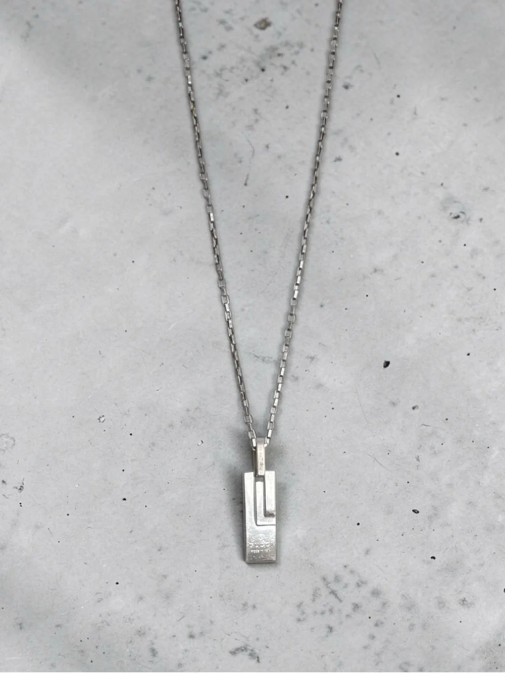 Gucci Sterling Silver 925 G Logo Bar Pendant Necklace - 50cm - Picture 2 of 5